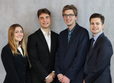 A group shot of Althea Hurley, Trevor Stoneman, Matt Utter, and Ben Waldo.